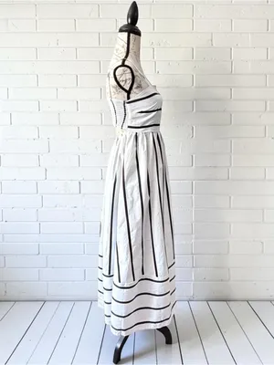 Striped Smocked Back Spaghetti Strap Maxi Sundress Size Small NWT thumbnail 6