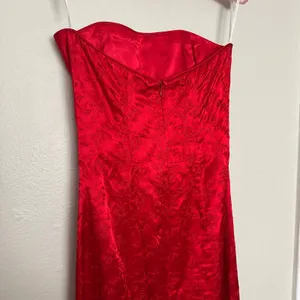 Vintage 90s Jessica McClintock Sz 6 Embroidered Satin Strapless Maxi Dress Gown thumbnail 9