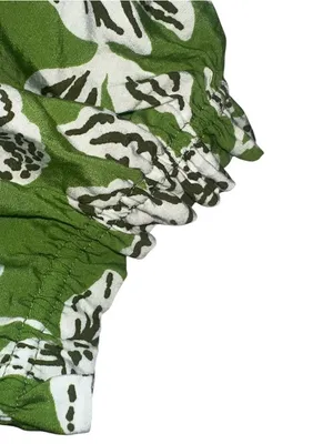 ROSE + OLIVE Green Floral Puff Sleeve Blouse - Size XL thumbnail 5