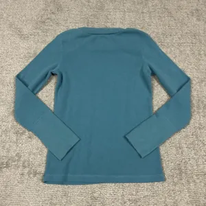 Sundance Shirt Womens Medium Waffle Knit Thermal Velvet Cuff Turquoise Blue thumbnail 5
