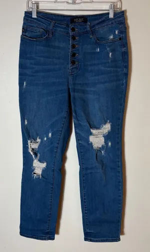 Judy Blue‎ Distressed Boyfriend High Rise Button Fly Jeans Size 7/28 thumbnail 1
