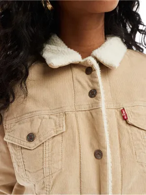 Levi’s Corduroy Sherpa Trucker Jacket Tan Beige L thumbnail 2