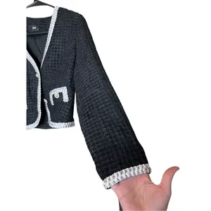 Cider V Neck Tweed Contrasting Button Up‎ Blazer Size Small thumbnail 4