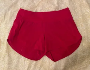 Red Lululemon speed up shorts  thumbnail 1