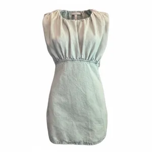Zara NEW Denim Mini Y2K Dress Distressed Normcore Grunge Clean Girl Casual M thumbnail 2
