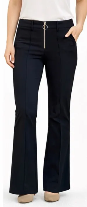 Paige black exposed zipper fly flare stretch pants size 26 thumbnail 1