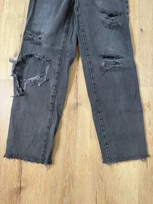 PacSun Black Distressed High Rise Straight Jeans thumbnail 2