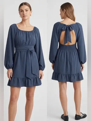 Elegant‎ Navy Blue Dress thumbnail 2