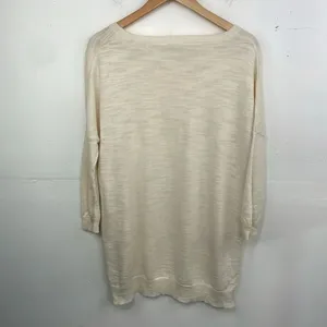 Anthropologie Moth Womans Ivory Tan Sweater Oversized Long Tunic Slits size XS thumbnail 6