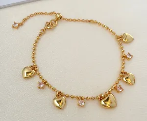 Adjustable CZ Love Heart Charm Bracelet for Women thumbnail 1