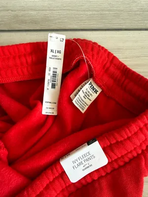 Victoria's Secret PINK Ivy Fleece Split-Hem Flare Sweatpants Red XL NWT thumbnail 6