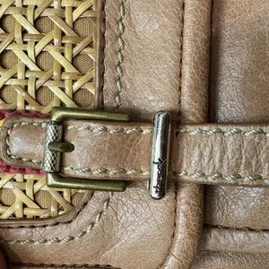 THE SAK Leather Crossbody Bag Pockets Tan Brown Adjustable Cane Ribbon Detail thumbnail 11