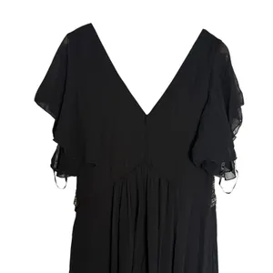 Unithorse Black Chiffon Flutter Sleeve Sequin Waist Slit Evening Formal Dress 12 thumbnail 8