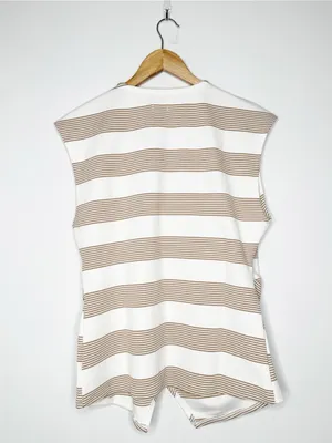 Maeve Anthropologie NWT Striped V-Neck Faux Wrap Sleeveless Top Size Large thumbnail 8