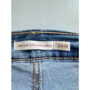 Levis Premium Womens Ribcage‎ Straight Leg Ankle Jeans Button Fly High Waist 24W thumbnail 5