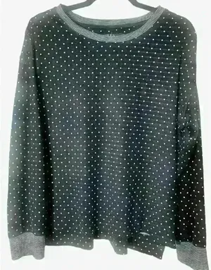 Lauren Ralph Lauren Black‎ Long Sleeved Sweater White Polka Dots Large Classic thumbnail 1