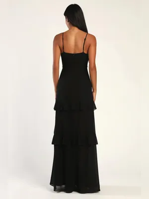 LULU’S Blessed with Beauty Black Ruffled Sleeveless Maxi Dress thumbnail 6
