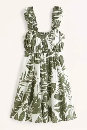 Abercrombie & Fitch Linen Puff Strap Babydoll Mini Dress Size XS thumbnail 1