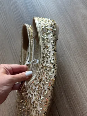 Gold‎ Sequin Embellished Women's Flats Gold Size 8.5 thumbnail 2