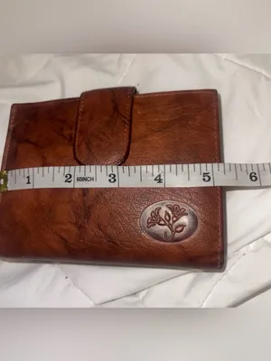 Buxton Cowhide Brown Leather Snap Wallet with Embossed Floral Logo thumbnail 4