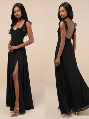LULU’S Dreamy Admiration Black Ruffled Maxi Dress thumbnail 2