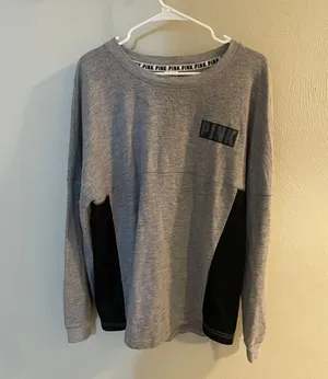 PINK - Victoria's Secret Grey and Black Leather Long Sleeve thumbnail 1