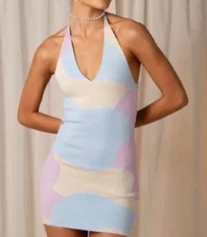 Peppermayo Wind It Back Knit Halter Dress Pastel Wave NWOT Size Small/Medium‎ thumbnail 1