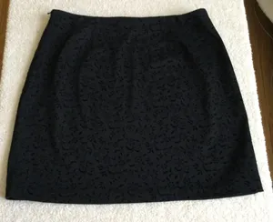 Vintage AT Denim Velvet Design Black Stretch Skirt - Sz 12 thumbnail 2