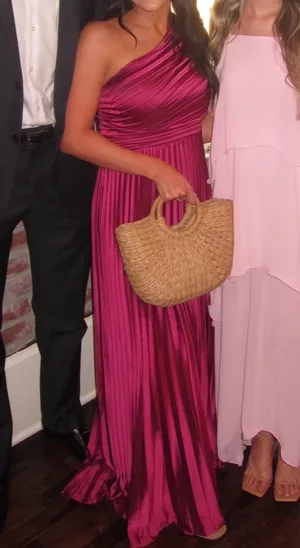Revelry Declan Pleated Dress in Fuschia thumbnail 2