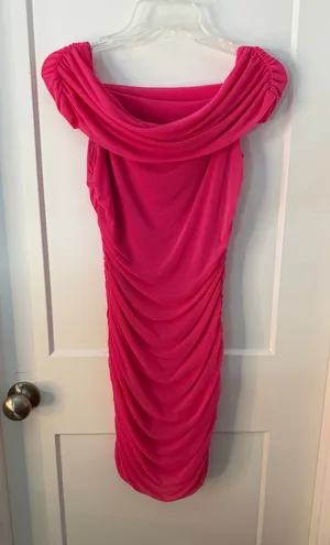Pink Homecoming Dress Ruched Off Shoulder Bodycon Size Small thumbnail 1