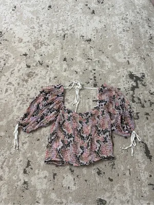 Free People Back on Top Smocked Crop Top Blouse Size Small thumbnail 3