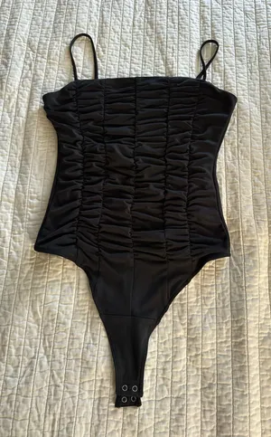 Abercrombie & Fitch Black Ruched Bodysuit thumbnail 1