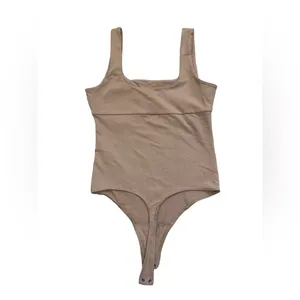 Abercrombie & Fitch soft collection tan bodysuit neutral capsule wardrobe thumbnail 3