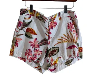Old Navy Everyday Short Womens 8 White Floral‎ Mid Rise Linen Blend Tropical thumbnail 1