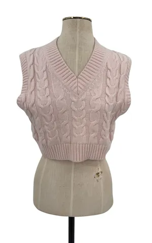 Aritzia Sunday Best Winston Cable Knit Sweater Vest Blush Pink Size XS thumbnail 1