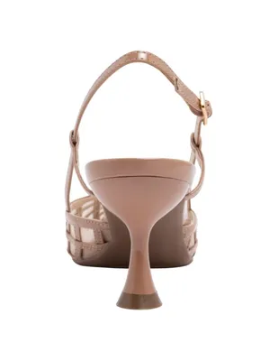 NWT Jones New York Toe Slingback Kitten Heel Pumps JNY-LINELA Nude Brown 10M thumbnail 3
