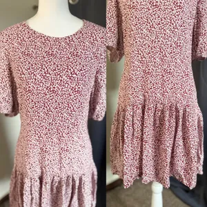 Free People Dancing In The Dark‎ Mini Dress Womens Large Maroon Floral Open Back thumbnail 7