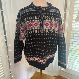 Vintage L.L.Bean Nordic Fair Isle Wool Sweater Made in USA Women’s M thumbnail 8