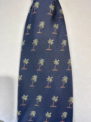 Tommy Bahama Mens Navy Blue Silk Tie Palm Tree Tropical Beach thumbnail 2