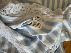 Frankie's Bikinis Light Blue & White Striped Lace-Trim Sleep Set thumbnail 3