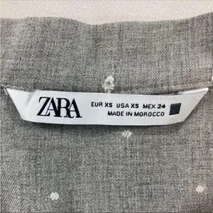 Zara Gray Swiss Dot Long Sleeve V-Neck Tiered Short Casual Dress Size XS thumbnail 5