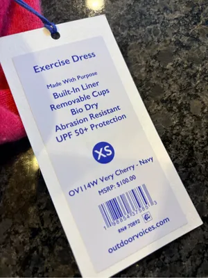 💥NWT Outdoor Voices Exercise Dress Very Cherry Navy Shorts UPF 50+ XS🧡 thumbnail 11