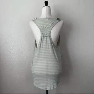 Free People Frida Mint Green Floral Embroidered Gauzy Knit Tank Top, Sz Medium thumbnail 6