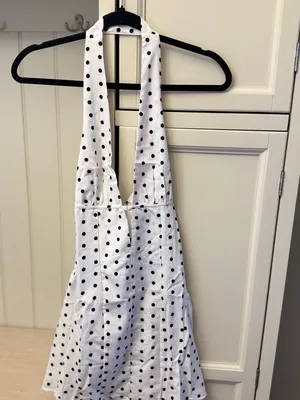 Amazon Black & White Polka for halter mini dress medium thumbnail 4