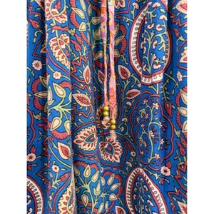 Natural Life Blue Paisley Floral Boho Mini Dress Smocked Sleeve Women Small thumbnail 4