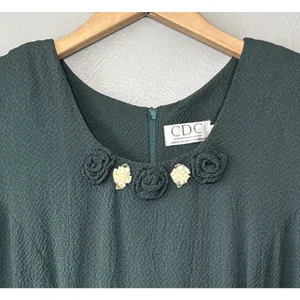 Vintage 90s Tea Dress Size 8 Dark Green Romantic Maxi Cottagecore Wedding Guest thumbnail 6