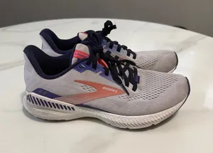 Brooks Women’s Athletic Shoes in Light Gray with Navy and Peach Details thumbnail 1