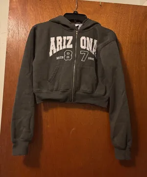 Arizona XS Cropped Zip Hoodie Jacket - Gray thumbnail 1