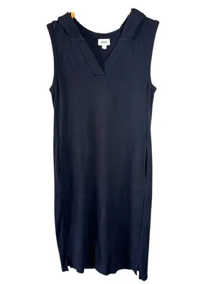 Pact Black Organic Cotton Hooded Airplane Dress Sleeveless Midi Size Small thumbnail 3
