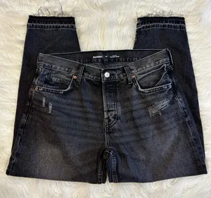 Old Navy High-Rise Slouchy Taper Jeans Womens 10 Washed Black Distressed Denim‎ thumbnail 1